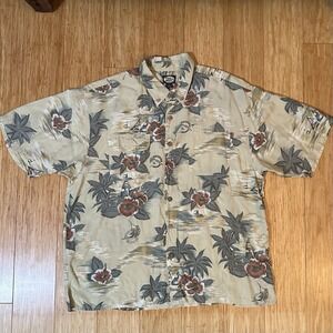 Vintage Tommy Bahama Mens XL Hawaiian Swordfish Logo Camp Olive Green Rare Shirt